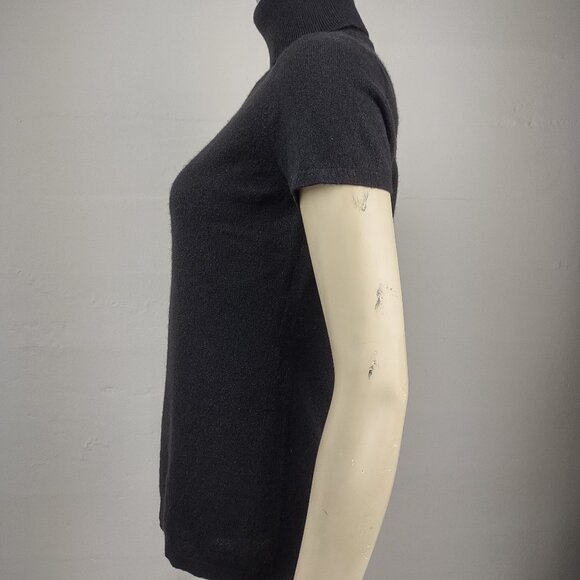 Ann Taylor black 100% Cashmere short sleeve turtleneck sweater ladies Medium - Picture 5 of 7